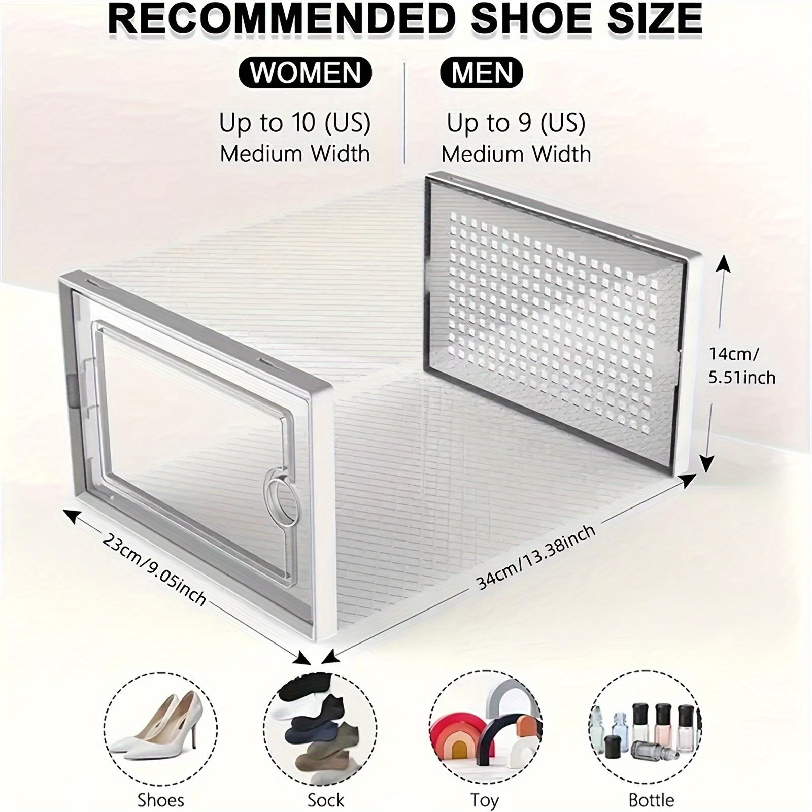 24 pcs thickened transparent storage shoe box with lid, foldable stacked shoe storage box, durable shoe box is suitable for all kinds of shoe types, ideal for home dormitory wardrobes, space-saving shoe racks, Foldable shoe organizer
