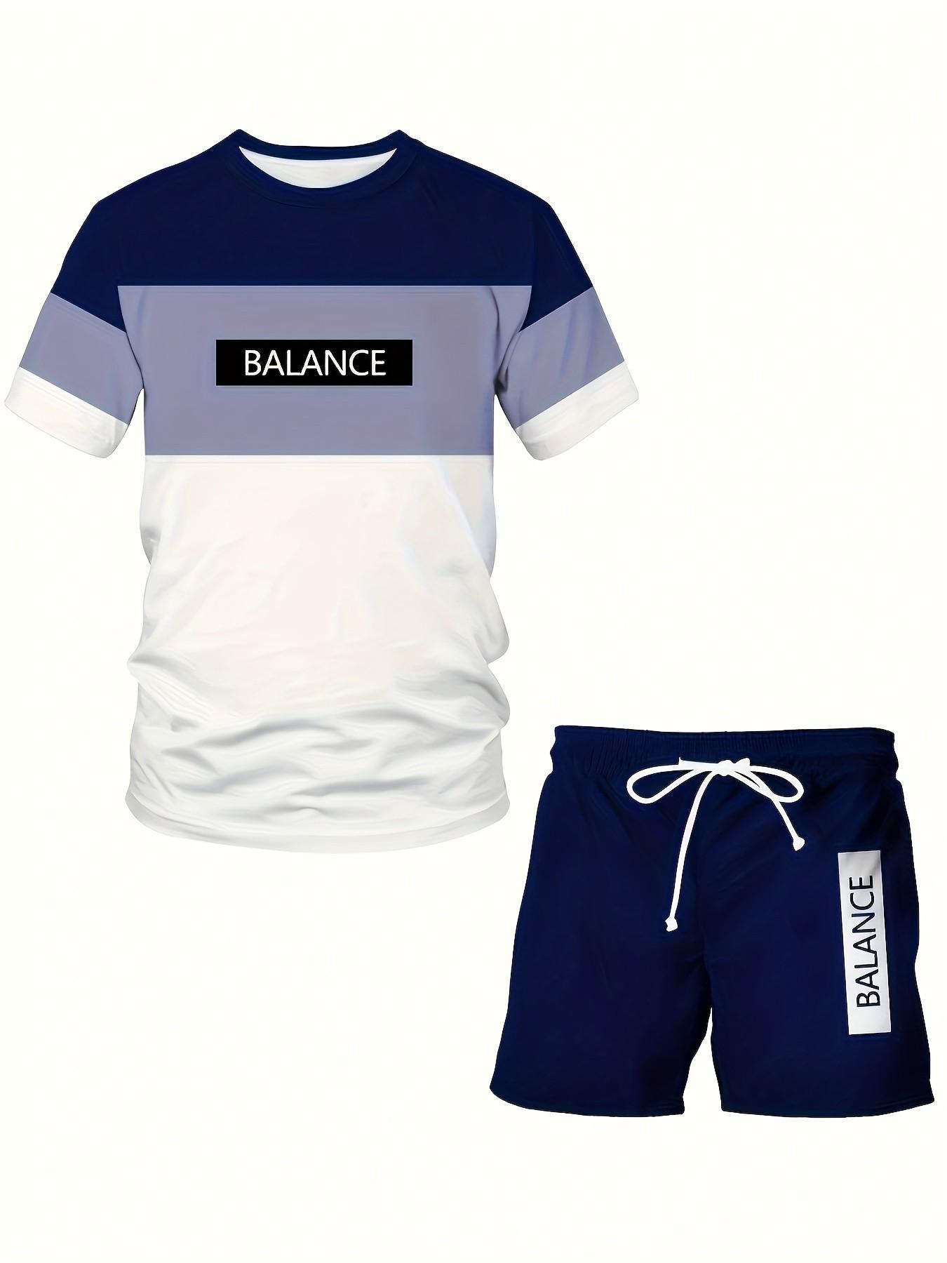 Men's Plus Size Two-Piece Fashion Summer Sportswear Set, 3D Printed T-Shirt & Fashionable Shorts, Casual Crew Neck, Long Length, Short Sleeve, Casual Sports Style, Casual Sporty Design