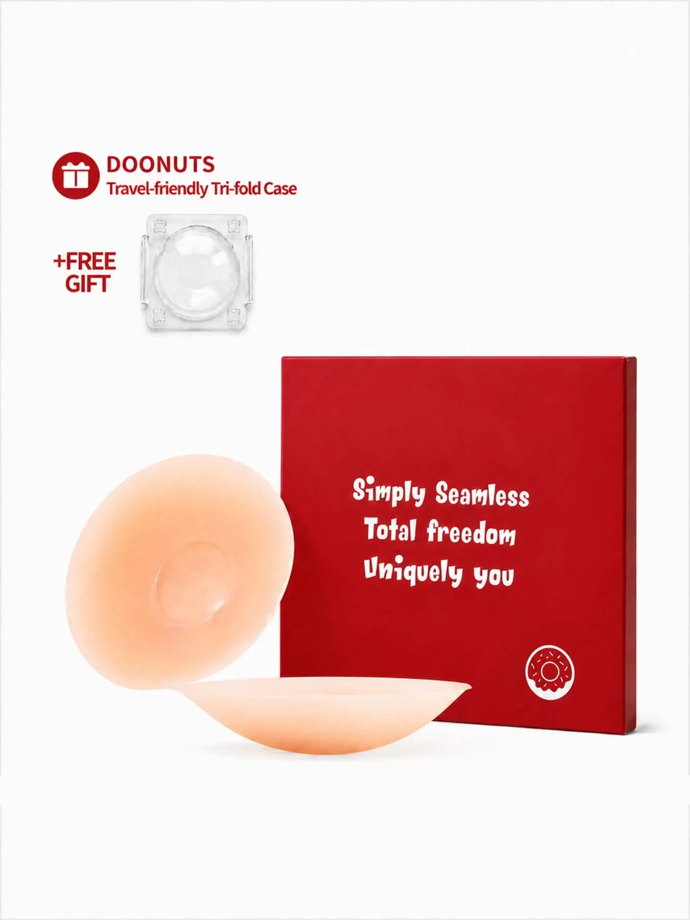 DOONUTS Body Adhesive DOONUTS Round Nipple Covers, Non-Toxic Medical-Grade Silicone with Adhesive-Free Center, Reusable Pasties, Seamless Coverage Invisible Bra for Women