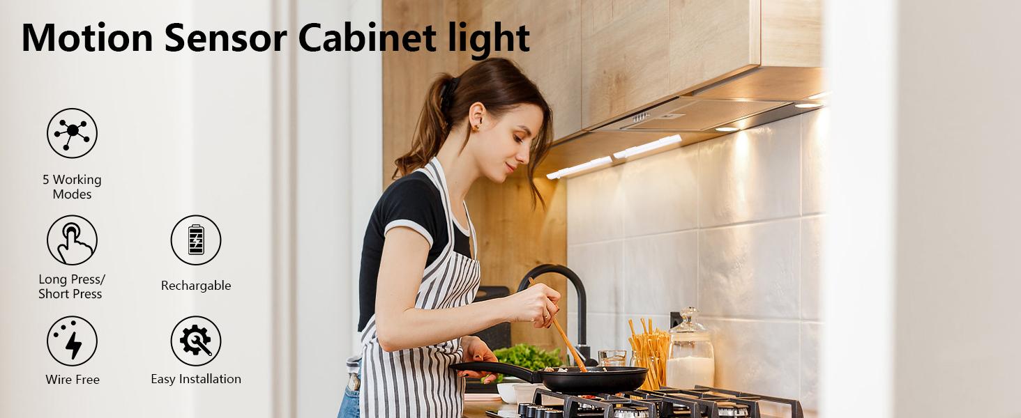 【TikTok Top Seller】LED Motion Sensor Cabinet Light for Fall, Under Cabinet Closet Light, Waterproof LED Strip Light for Kitchen, Bathroom, Closet, Hallway, Stairway & Garage, Wall Mounted LED Lights for Home, LED Lights Bedroom, Summer Essentials