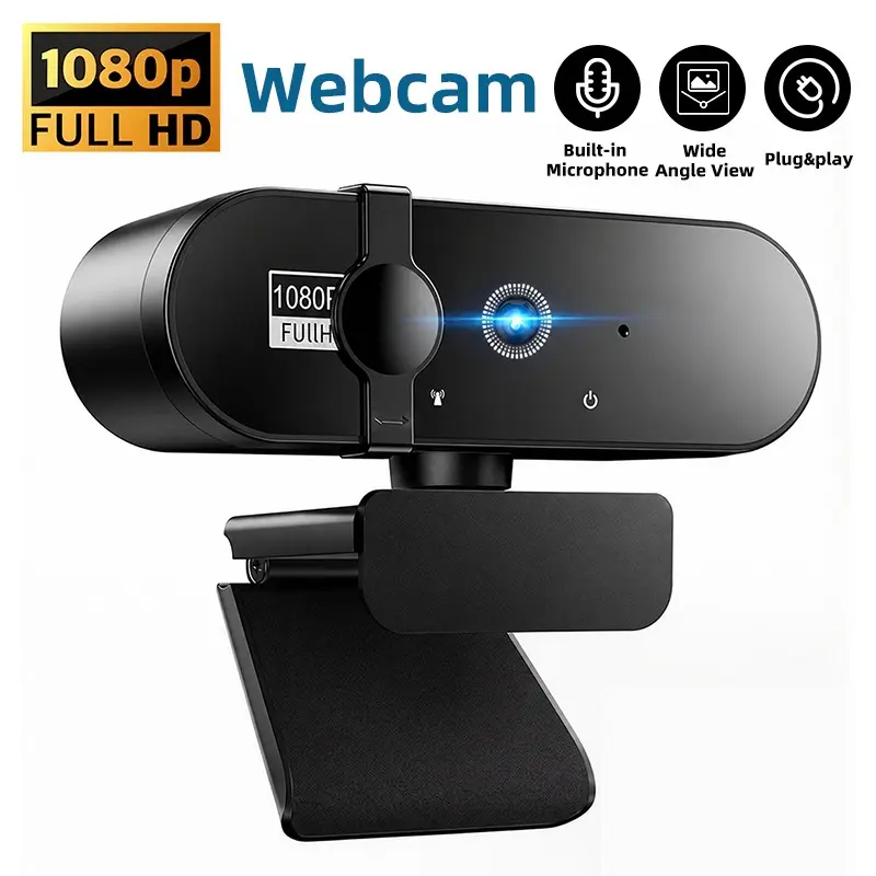 4K Webcam with 1080p/4K Options, Noise-Canceling Mics, Wide-Angle Lens, Privacy Cover, Autofocus USB Camera for PC, Laptop, Gaming, Streaming, Zoom and Skype, HDR, Low-Light Correction, Plug-and-Play USB Computer Webcam