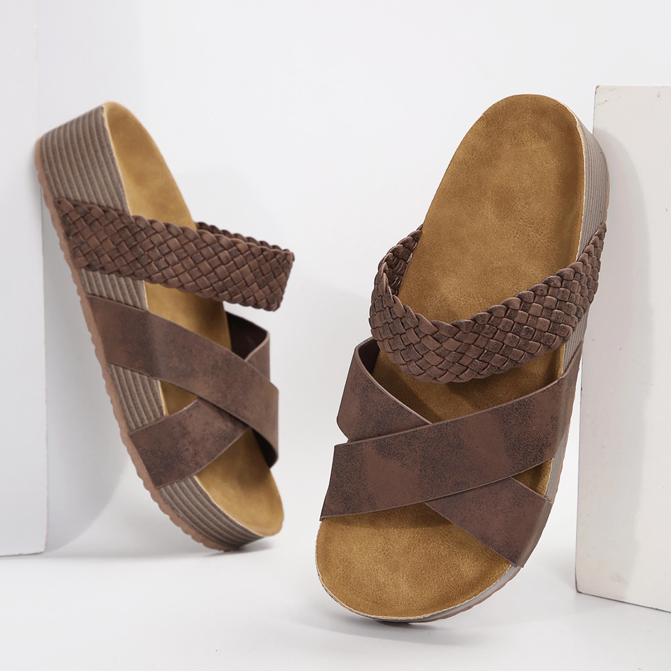 Womens Sandals Comfortable Flat Slide Sandals Minimalist Summer Casual Slippers Open Toe