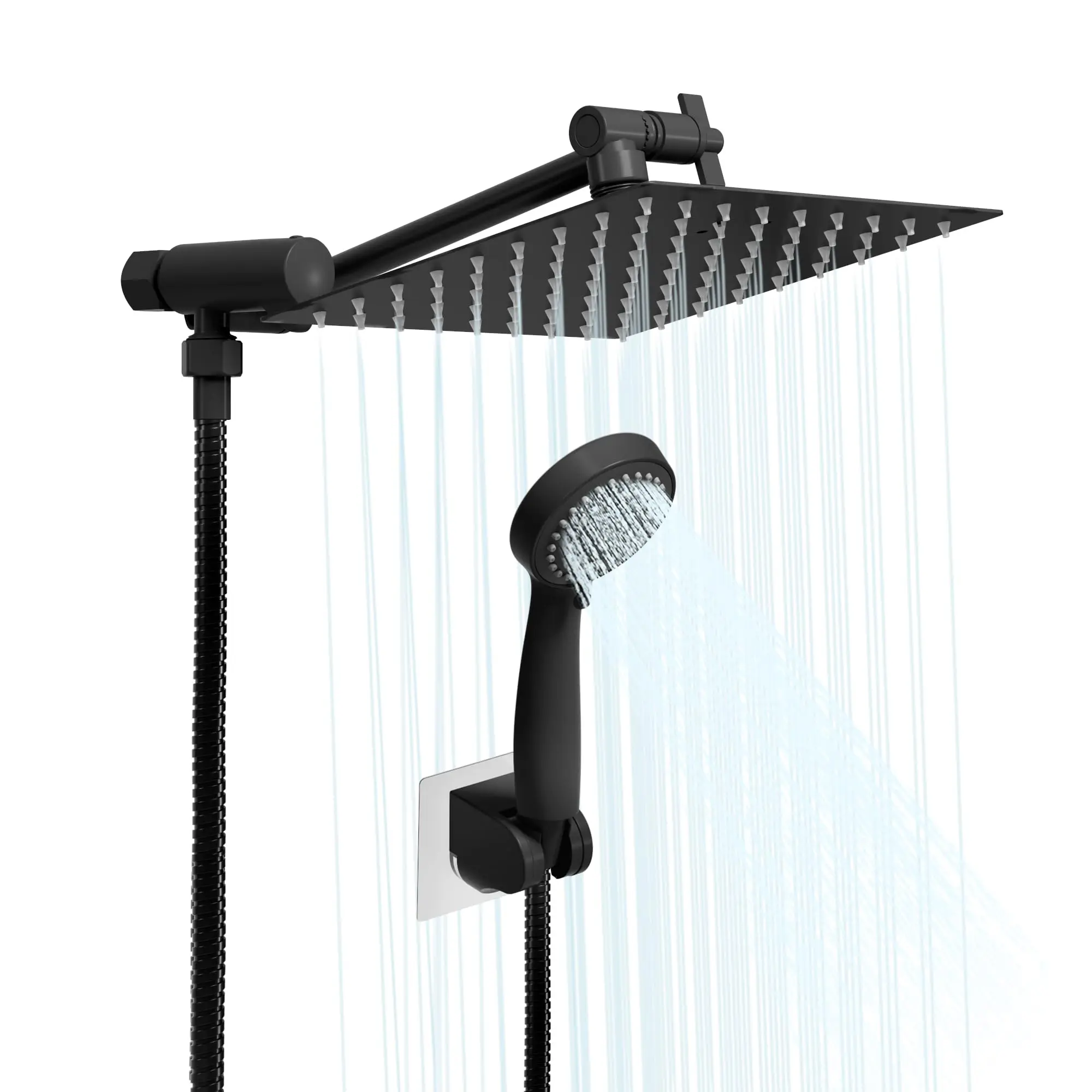 Rainfall Shower Head Set with Handheld Sprayer, Shower System with Extension Arm, Adjustable Overhead Shower Combo