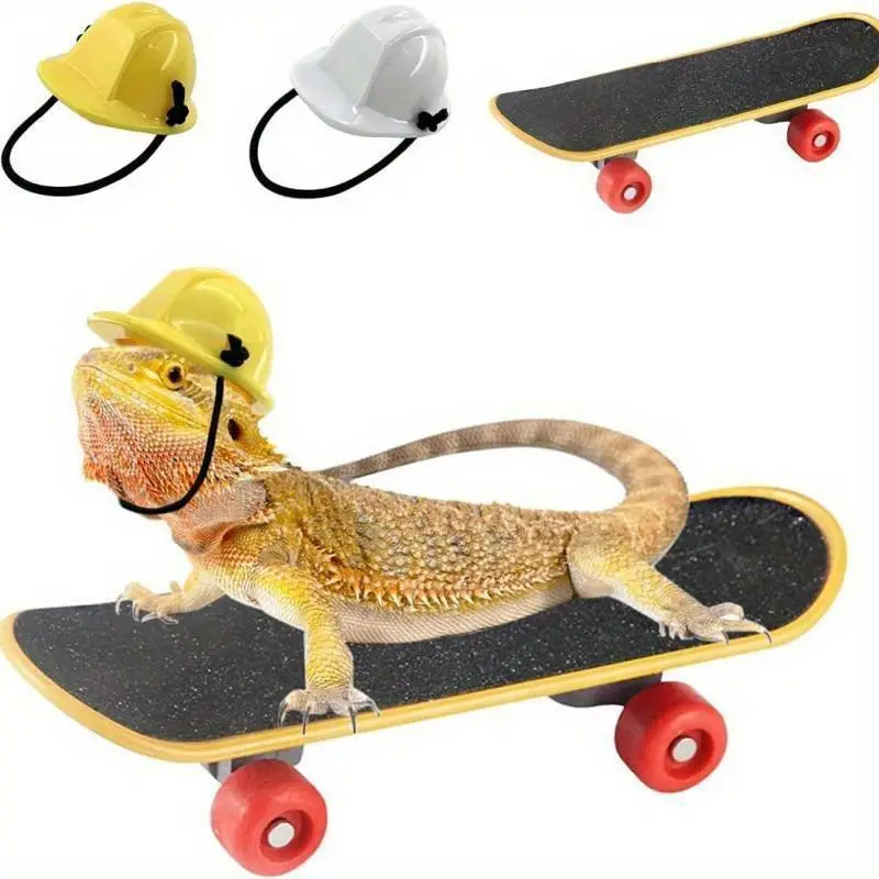 Tooluck hot selling three-piece pet helmet skateboard pet engineering hat hard hat hamster lizard parrot toy