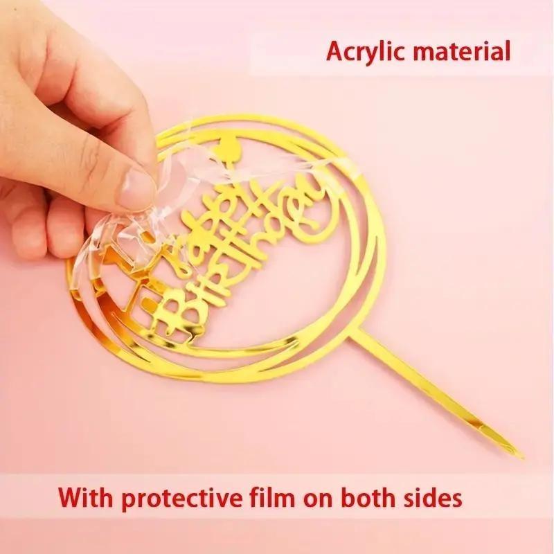 40pcs Acrylic Cake Decorations, Flashing Party Cake Decor, Birthday Card, Creative Baking Supplies, Festival and Birthday Gifts