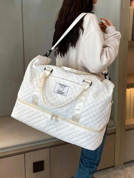 Fashion Simple and Versatile Solid Color Women's Bag, Unisex Travel Bag with Zipper and Shoe Bag, Lightweight Outdoor Activity Shoulder Bag Multi-functional Travel Organizer and Gift Idea, Travel Essentials Bag, Two-piece Set with Small Bag