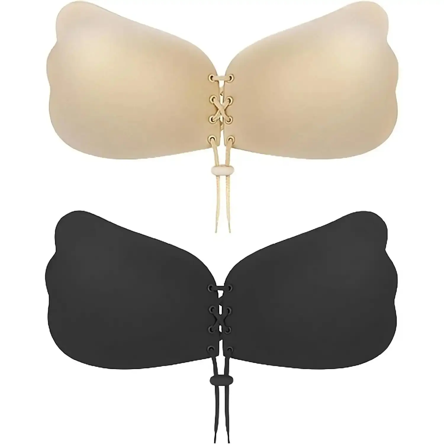 2-Pair Women’s Adhesive Bra Set, Backless Strapless Invisible Push-Up Bras for Dresses, Tops, Weddings, Parties and Special-Occasion Outfits