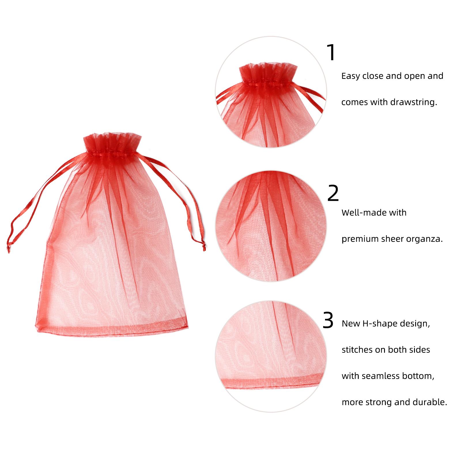 Wudygirl 5x7-inch organza bags with satin drawstrings, pack of 100. Perfect for parties and weddings as reusable gift bags. Transparent design, non-toxic, high-quality gift bags. Elegant gift packaging Paper Gifts