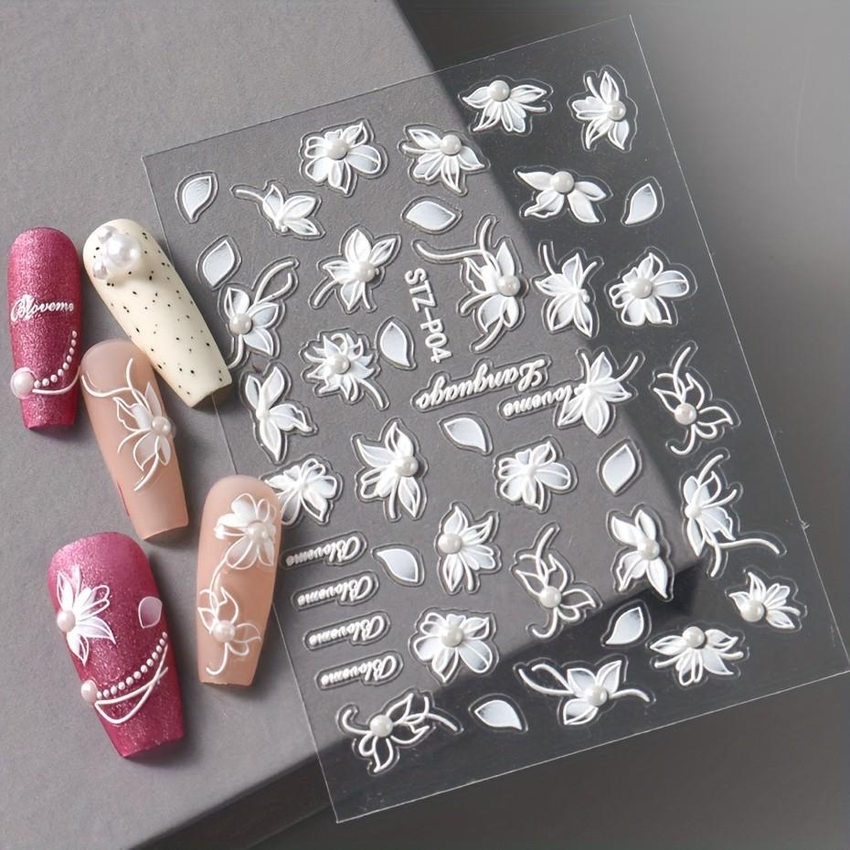 6-Piece 5D Rhinestone Lace Wave Nail Art Stickers, Self-Adhesive Wedding Season Nails, Y2K Princess Style, Ocean Design