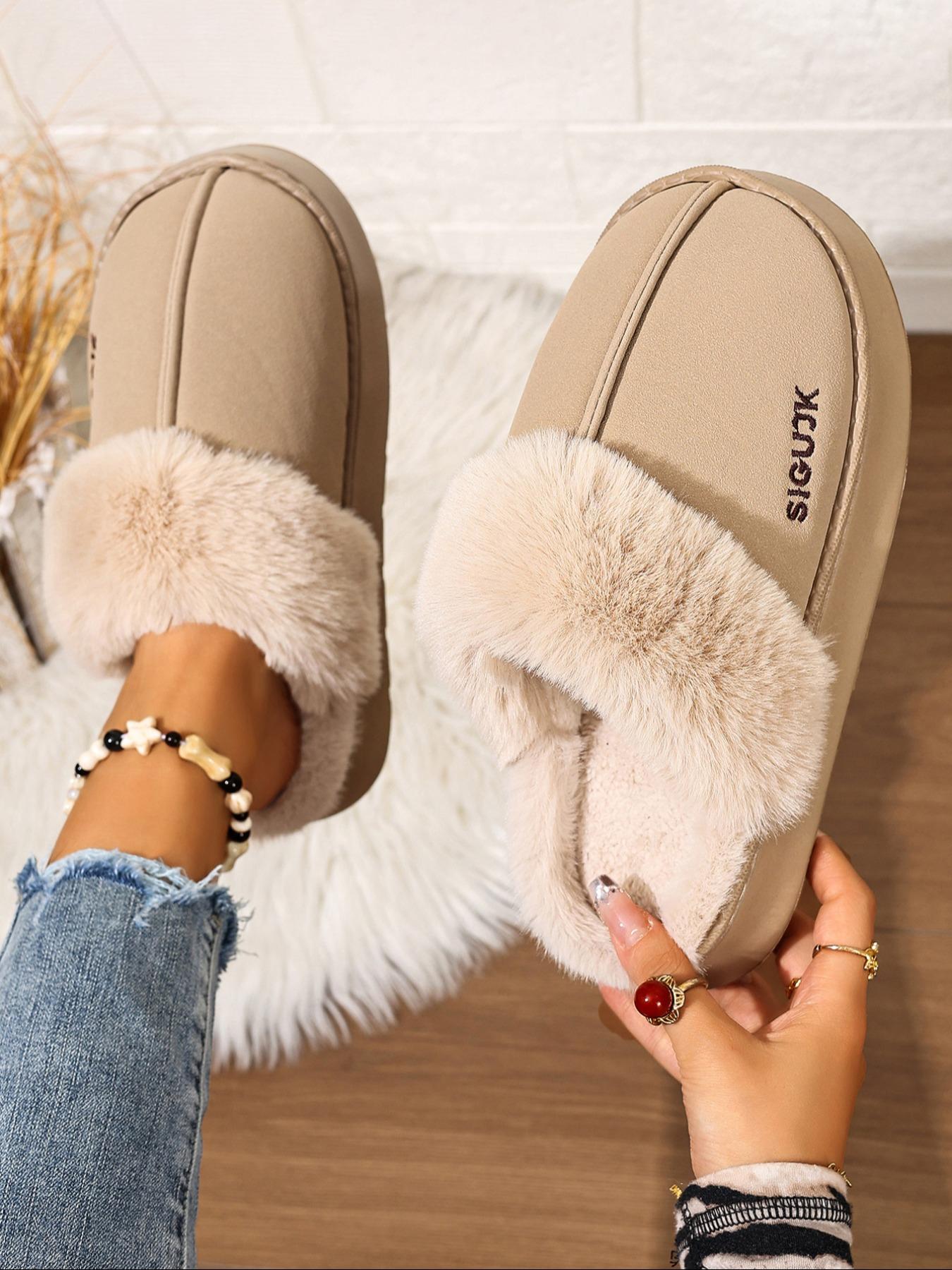 Women's Winter Warm Cotton Slippers, Soft Plush Lining, Indoor Slip-On Shoes, Perfect for Snow, Halloween & Christmas, Fluffy, Home Slippers
