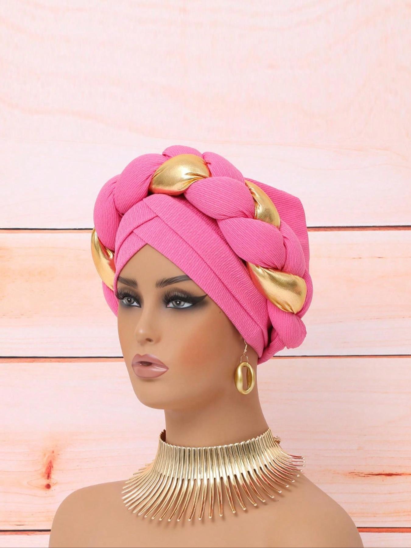 Women's Knitted Headscarf Hat, Braid Design, Puff Ball Style, Comfortable Fit for Daily Wear & Parties, Turban Hijab, Turban Wrap, Fashion Hair Scarves