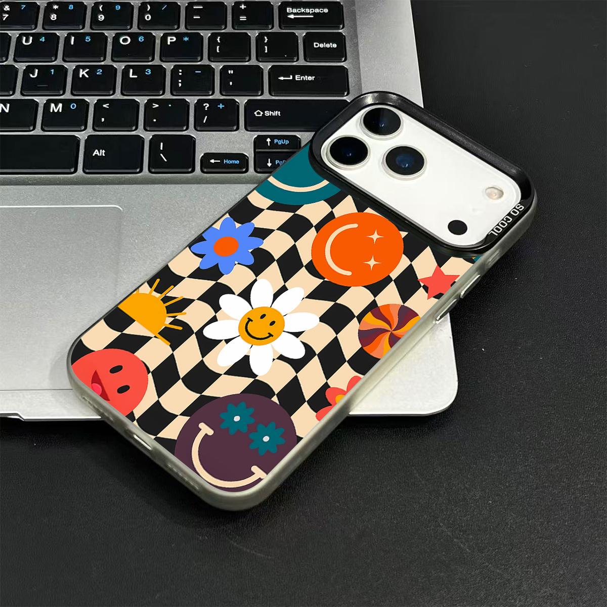 Creative Checkered Pattern Shockproof Phone Case for iPhone 7 8 X XR 11 12 13 14 15 16 17 Pro Max Plus Air 17E Protecitved Cover Affordable Trendy Unique