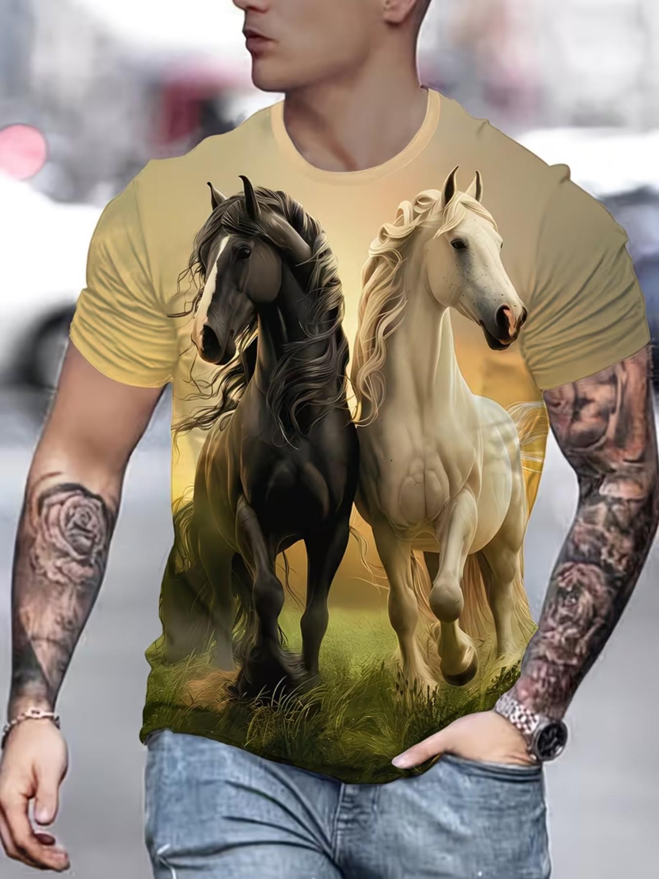 Men's 3D Printed Fashion T-Shirt, Casual Slim-Fitting Top, All over Print Design, No Zipper or Button, Perfect for Daily Wear