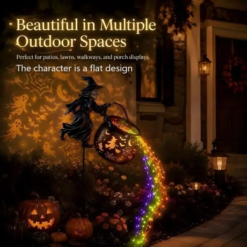 Halloween Witch Cauldron Garden Light, Festive Outdoor Decoration, Perfect for Halloween Parties, Enhance Your Yard with Spooky Charm