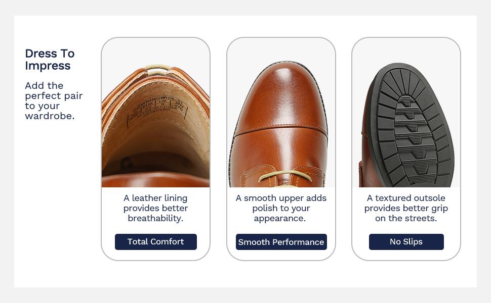 Bruno Marc Men's Wide-Fit Cap Toe Oxford Shoes