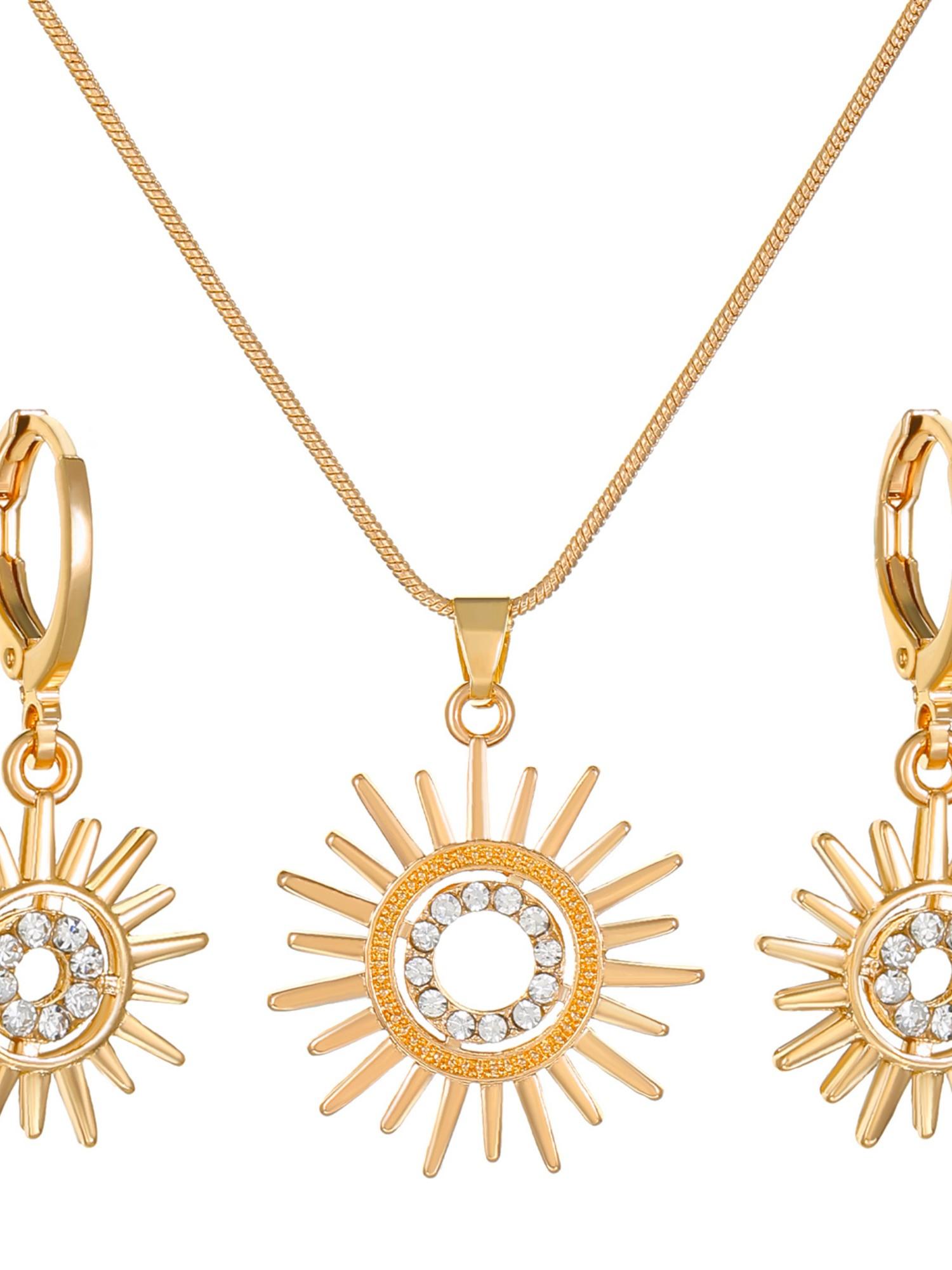 Sunflower Pendant Necklace Earrings Set, Micro-Set Zircon, Elegant Women's Jewelry, Perfect for Evening Parties, Long-Lasting, Luxury Gift