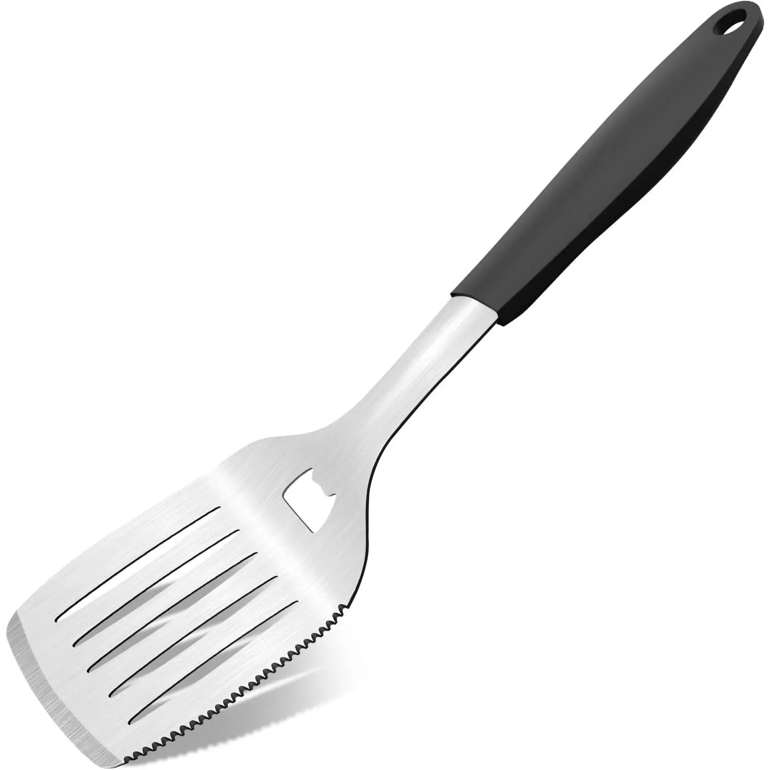 15.8'' Stainless Steel Grill Spatula for Outdoor Grill, 3-in-1 Metal BBQ Spatula Turner with Full   Handle and Serrated , Heavy Duty Barbecue Tools Spatula for Grilling Cooking