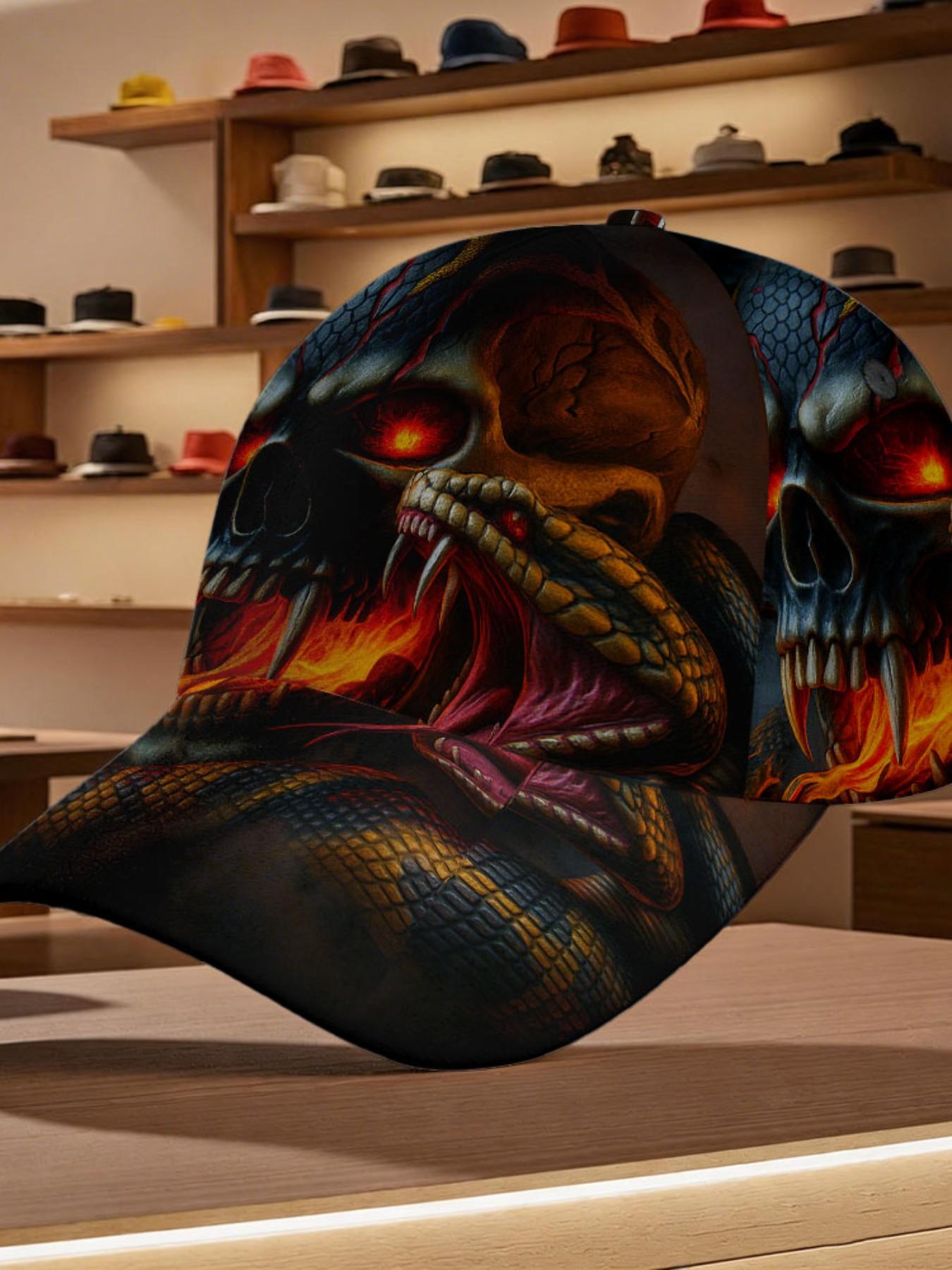 Flame Skull Baseball Cap, Bold Fashion Statement for Casual Daily Wear, Comfortable and Stylish Hat, Street Style All Seasons