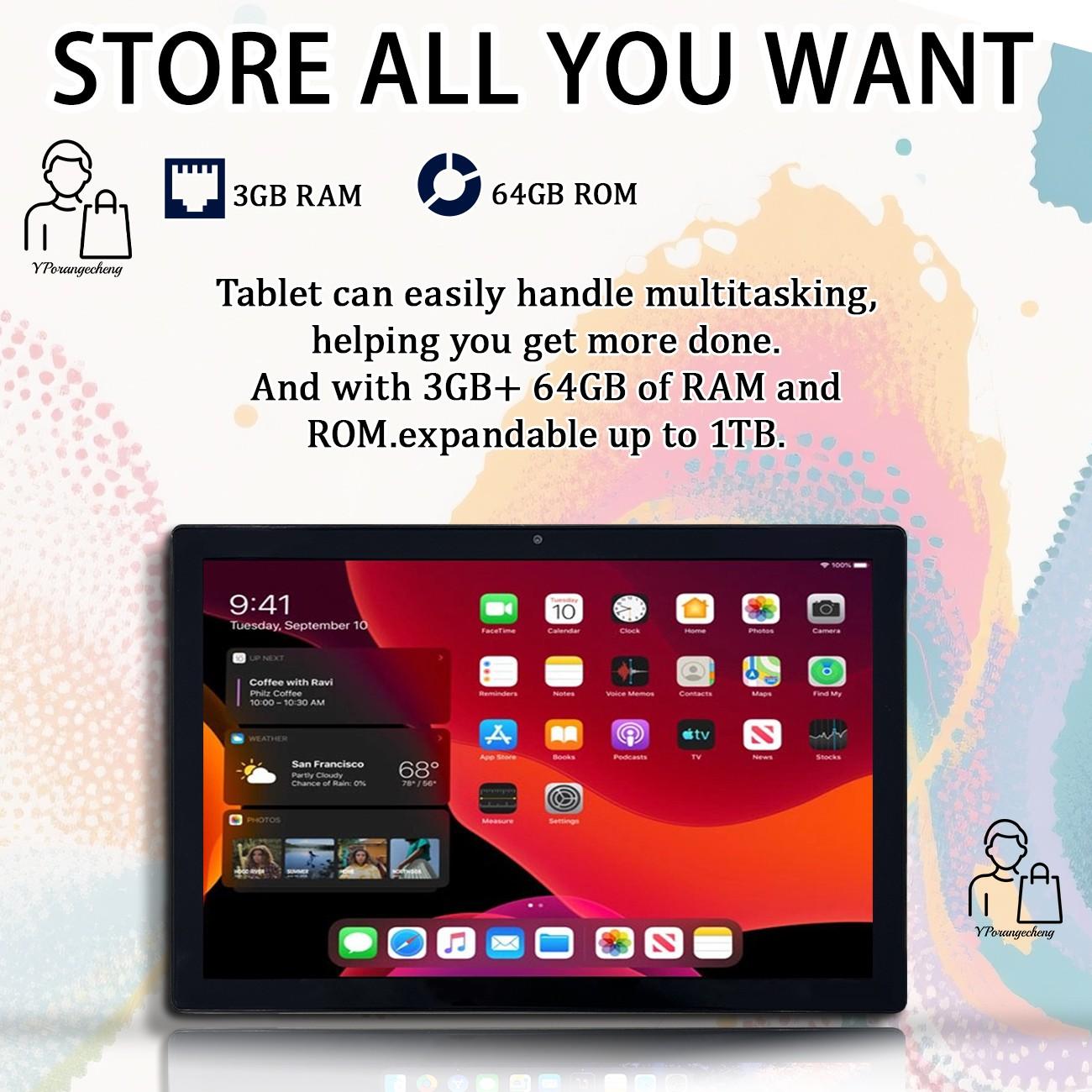 Spring New 10.1-Inch Adult Tablet Bundle | 2-in-1 Laptop / Gaming Tablet | 5G WiFi HD Screen Dual Camera | Shockproof Case + Free Headphone Mouse Keyboard | Office & Learning Tablet | Educational & Entertainment Device | For Men & Women - Blue/Pink