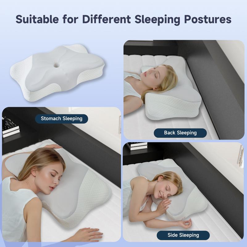 Z-Hom Cervical Memory Foam Pillow for Neck and Shoulder Pain Relief, Contour Ergonomic Pillow with Pillowcase, Breathable OEKO-TEX & CertiPUR-US Certified, Neck Support for Side, Back, Stomach Sleepers, Washable Cover, High Resilience Foam