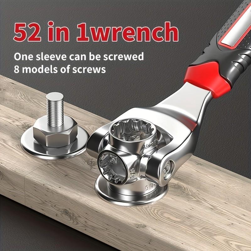 12-In-1 Universal Socket Wrench, Adjustable Dual-Head Tool, Flexible 360° Rotating Head, Rubber Handle, Car Repair Wrench 8-19mm