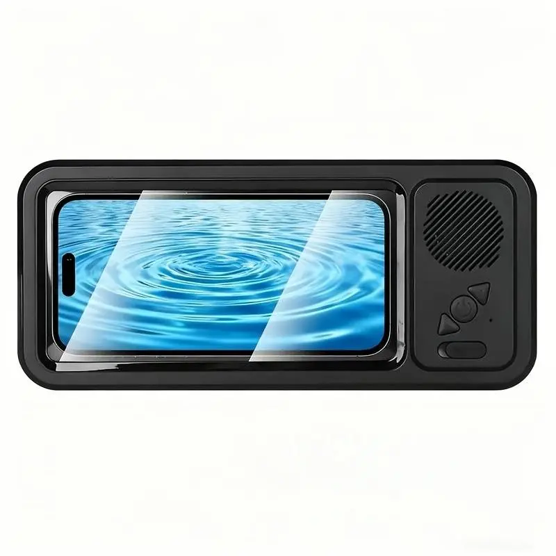 Waterproof box-type speaker, Rechargeable waterproof speaker, Multifunctional speaker, 360° touch screen, watch movies, listen to music, phone holder, audio shower stand, bathroom, kitchen, swimming pool, holiday gift