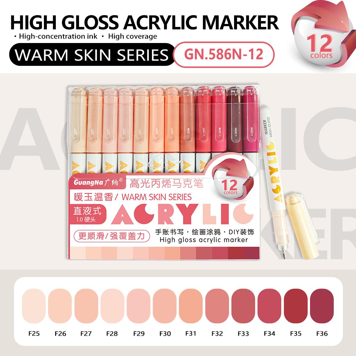 High Gloss Acrylic Markers,1mm Bullet Nib Acrylic Paint Pens Set,Bright Colors,Big Capacity ink,Wide Range of Uses,For Rock Painting, Canvas, Wood, Glass, Ceramic, Fabric, Plastic, Egg, Art Painting Supplies Kit #TOP PICKS