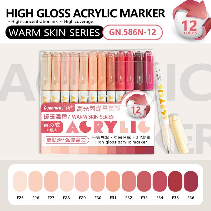 High Gloss Acrylic Markers,1mm Bullet Nib Acrylic Paint Pens Set,Bright Colors,Big Capacity ink,Wide Range of Uses,For Rock Painting, Canvas, Wood, Glass, Ceramic, Fabric, Plastic, Egg, Art Painting Supplies Kit #TOP PICKS