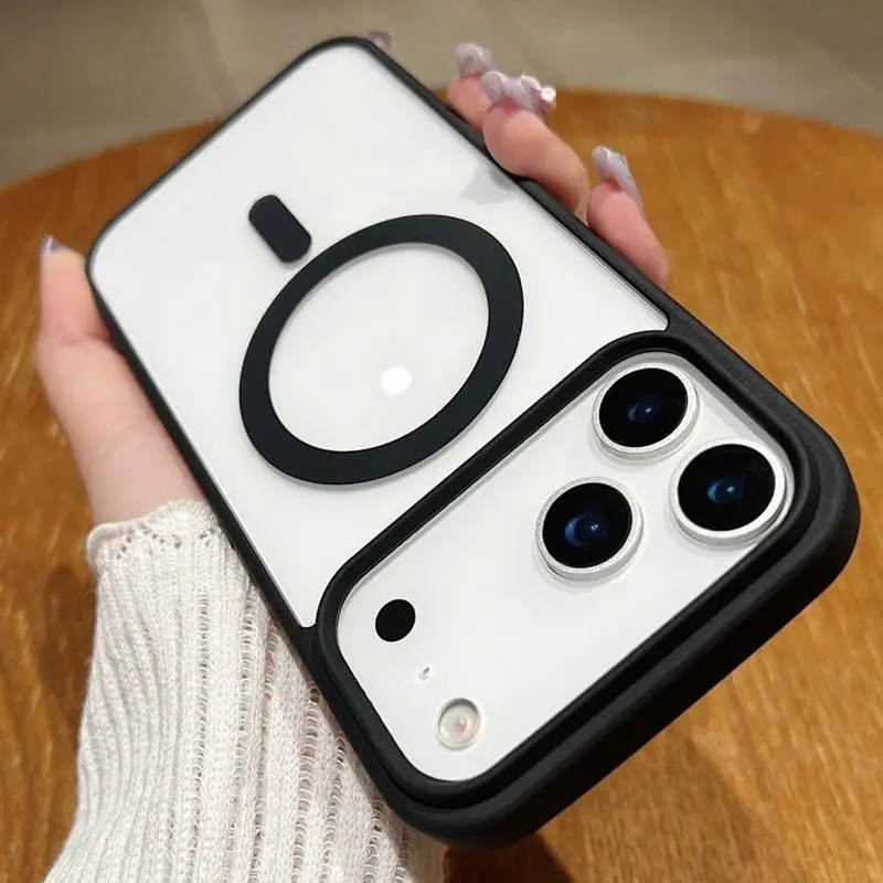 MagSafe-Compatible Magnetic Smartphone Case & Screen Protector Accessories for iPhone 17/17 Pro/17 Pro Max/17 Air/16/15/14/13/12/11 Pro Max Plus/Xs Max - Acrylic Casing, Translucent Matte Back, Shockproof Frosted Protection