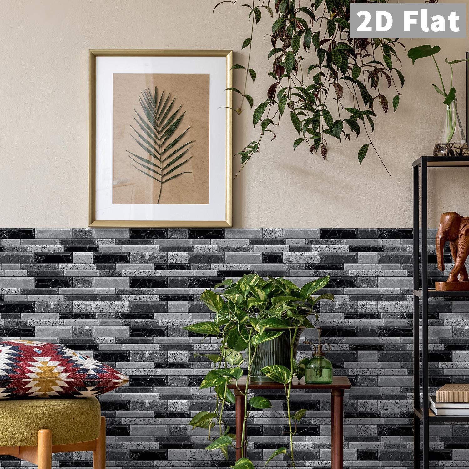 24pcs Marble Tile Stickers, Brick Shaped Patterns, Self-Adhesive Waterproof, Strong Adhesion, Ideal Choice For Rooms, Living Rooms, Kitchens, Corridors