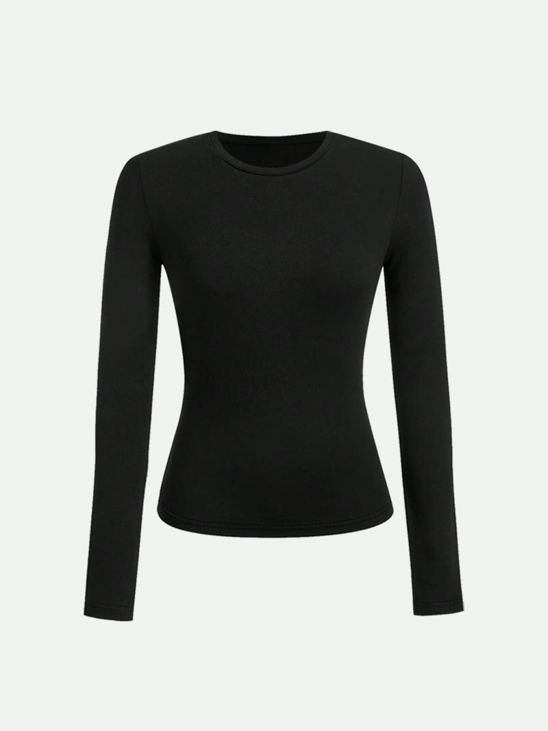 Women's Plain  Top & Camo Print Wide Leg Pants Two-piece Set, Casual Fashion Cozy Round Neck Long Sleeve Top & Trousers for Daily Outdoor Wear, Ladies Clothes for All Seasons