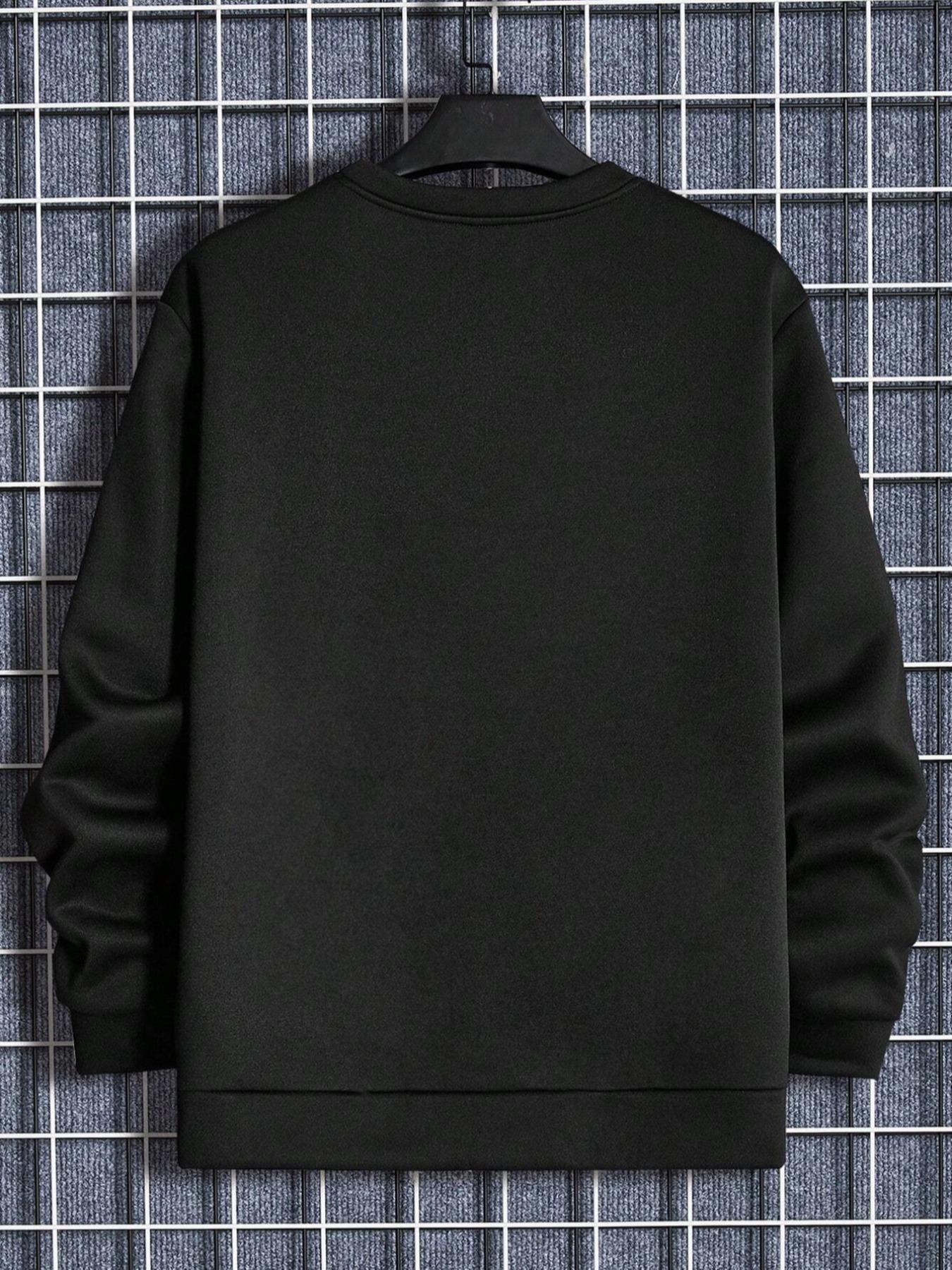 Unisex's Letter & Goose Print Drop Shoulder Cozy Sweatshirt, Casual Loose Long Sleeve Round Neck Pullover for Fall & Winter, Daily Wear Clothes for Men & Women