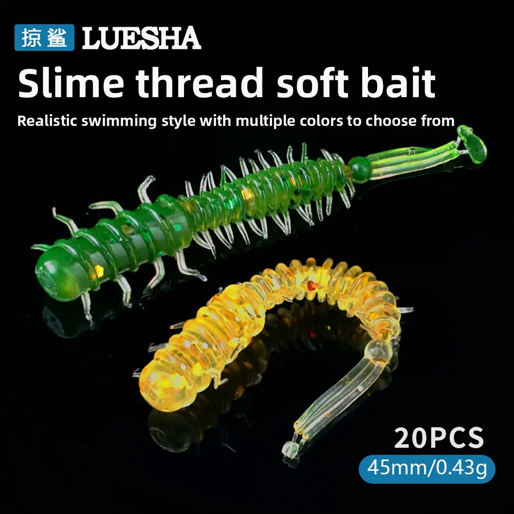 20 Pack Slug Soft Bait Soft Plastic Lures for Bass Trout Worm Fishing Black Pit Wild Fishing
