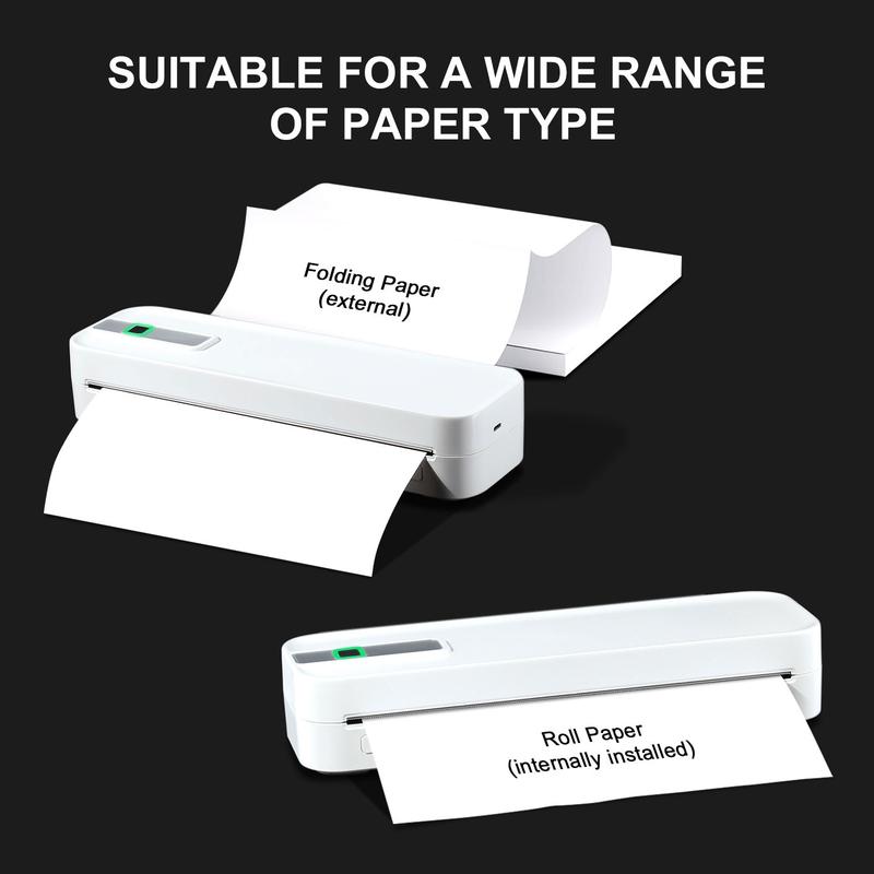 Portable Inkless Thermal Printer, Supports A4 Paper Size, Prints Resumes, Music Sheets, Exam Papers, Compatible with iOS & Laptops