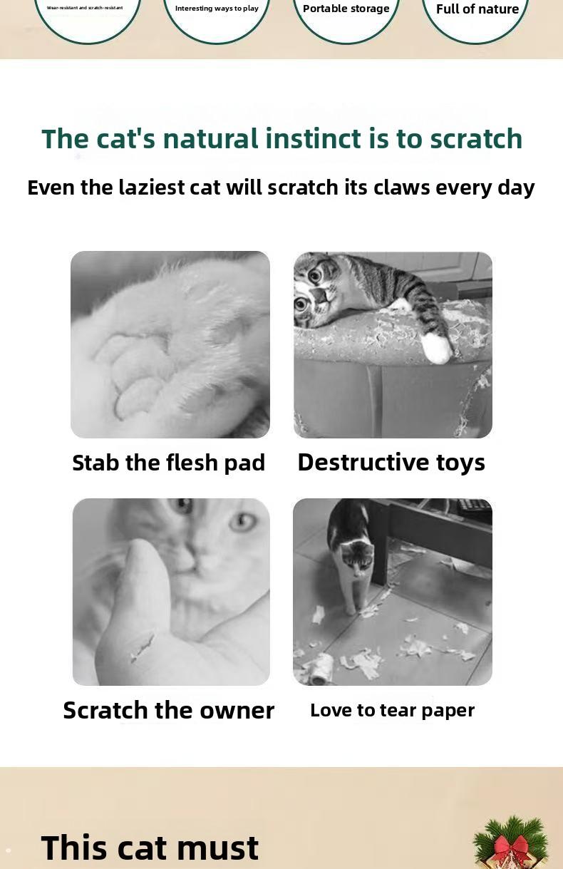 Christmas Standing Wall-mounted Wear-resistant Non-abrasive Foldable Cat Toy for Self-entertainment and Relaxation Christmas Tree Accordian Cat Scratch Board