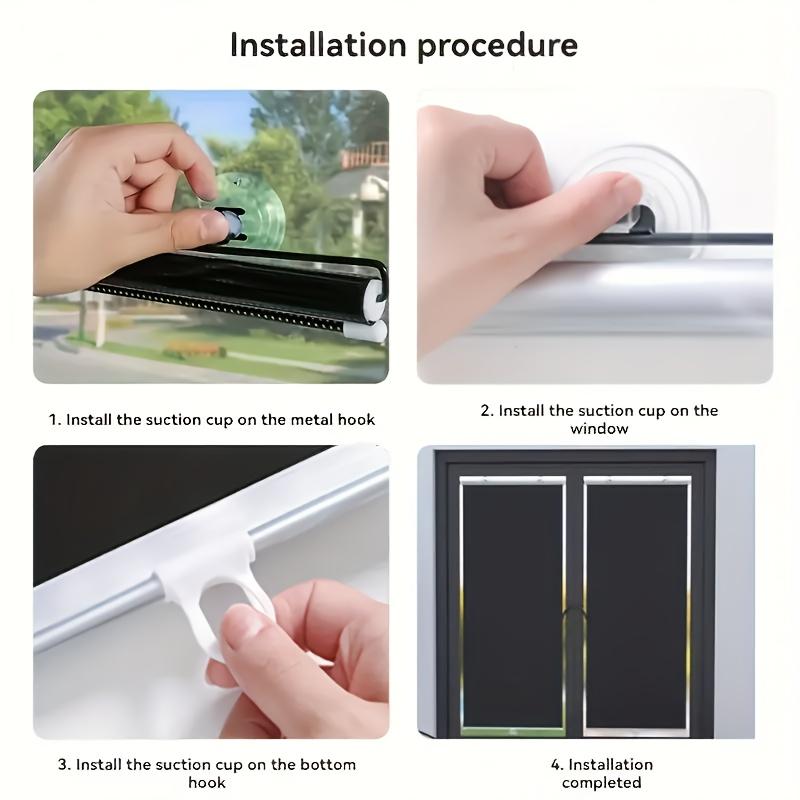 1 roll easy to install sunshade roller shutter - thermal insulation, used for kitchen, bathroom, bedroom windows with sunshade, Blackout blinds, no need for drilling suction installation, firm and not falling off