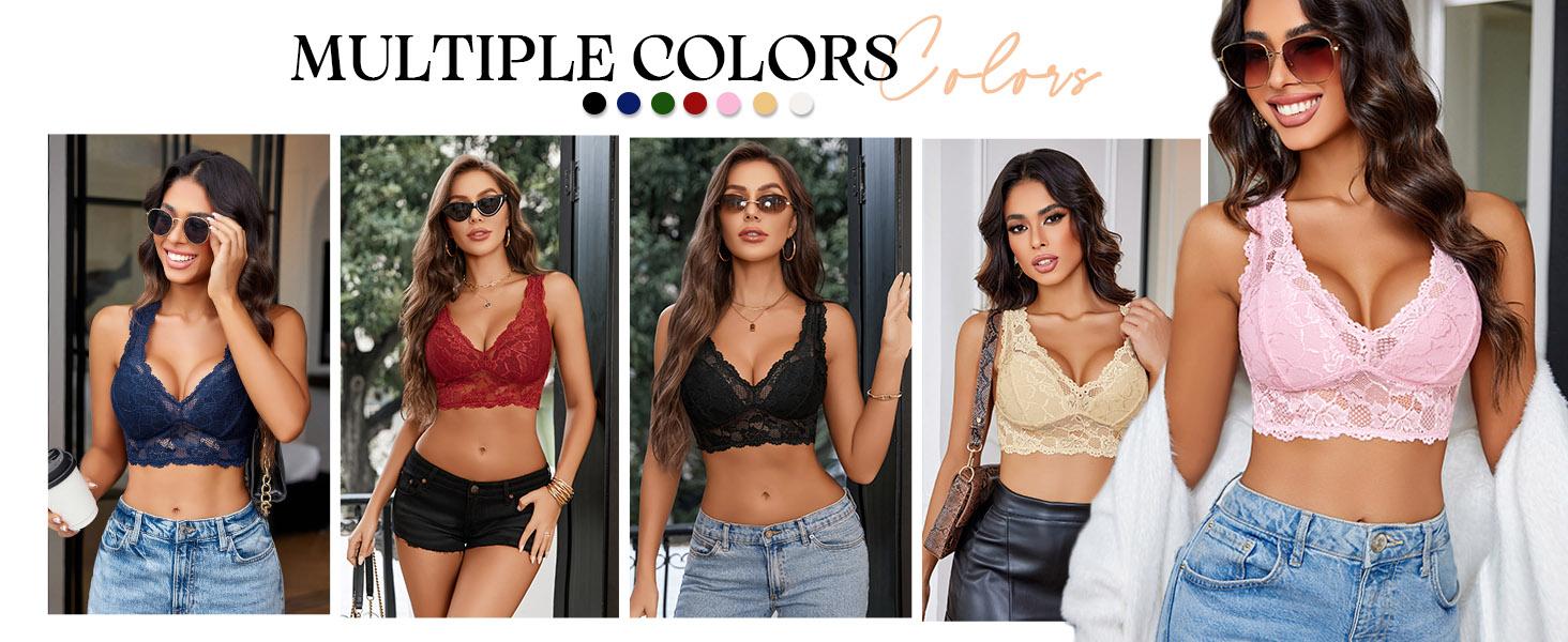 Avidlove Bralettes for Women Lace Bra Non Padded Longline Bralette Deep V Triangle Everyday Lingerie Bras SpringStatements