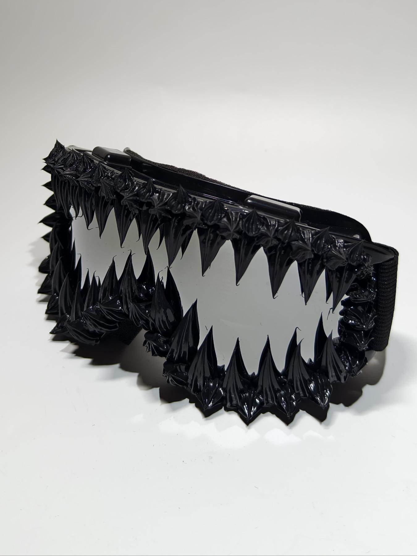 Punk Style Large Frame Anti-Wind Ski Goggles, Adjustable Elastic Strap, Handmade Random Effect, Outdoor Sports Eyewear