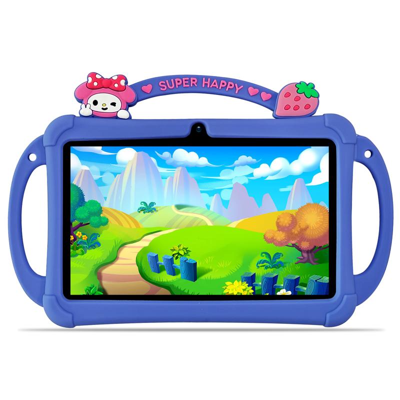 [GiftedInLove]PRITOM Kids Tablet 7 inch Android 13 IPS HD Screen with Protective Case Parental Control Dual Cameras Pre Installed Educational Apps Ideal for Boys Girls Pink Blue