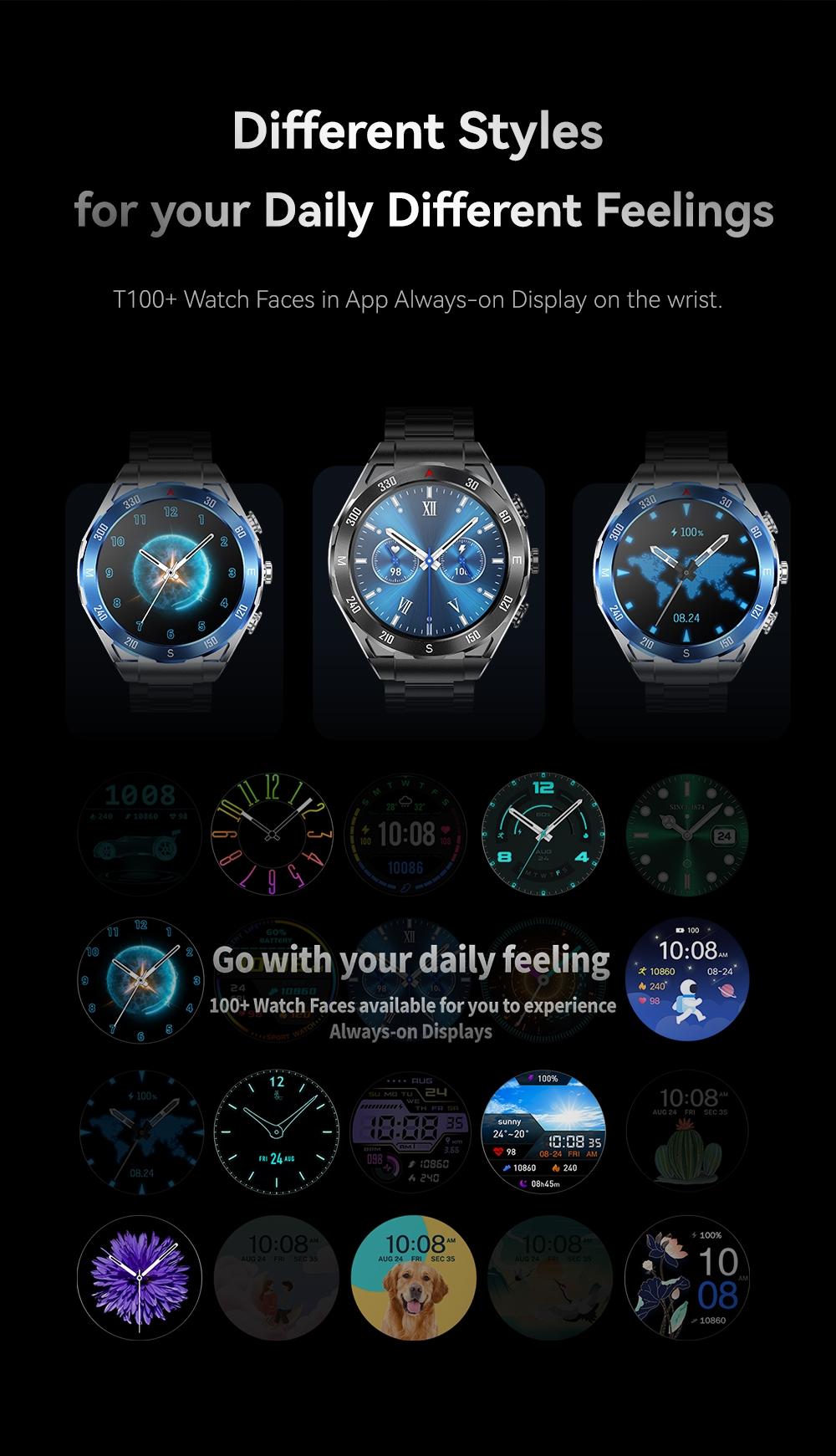 F33 Business Smart Watch with Earbuds 1.43 Inch AMOLED HD Display Bluetooth Calling Health Tracking Long Battery Life