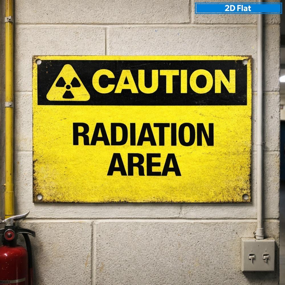 2D flat retro radiation hazard warning sign - heavy iron nuclear warning sign wall decoration, suitable for radiation area warning signs in offices, exhibition areas - nuclear facilities and science-themed rooms, 2D flat