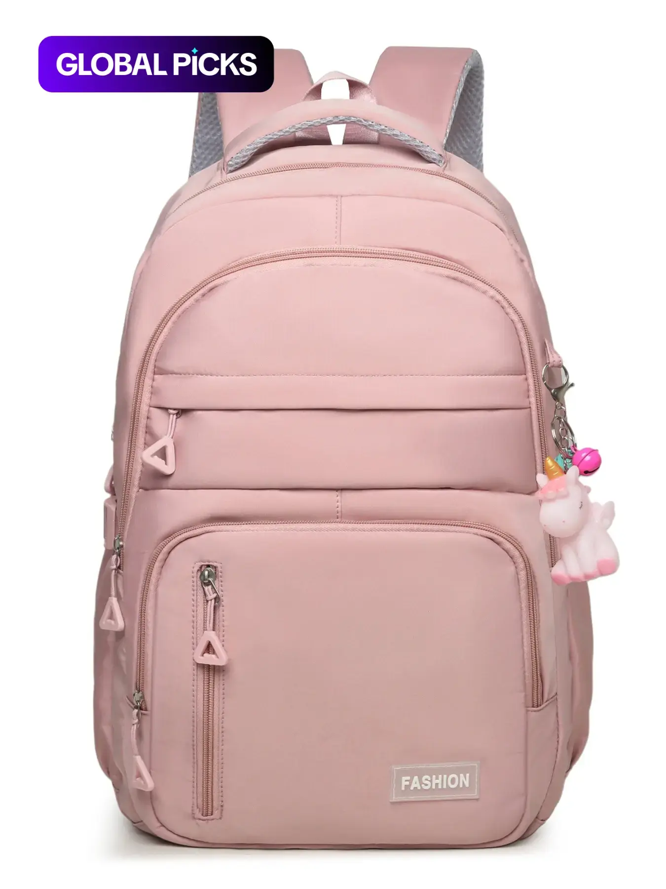 Pink Soft Backpack for Teen Girls, Lightweight Large Capacity School Bag with Unicorn Pony Pendant, Multi Layered Lightweight Kawaii Daypack for Junior Senior High Students #GLOBAL PICKS