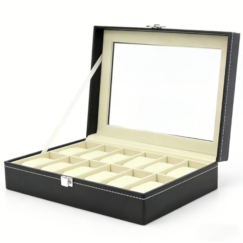Luxury Watch Storage Box with Clear Top Large Capacity Multi - Compartment Jewelry Display Case Dustproof Moisture - Proof Gift for Women Men Festive Gift