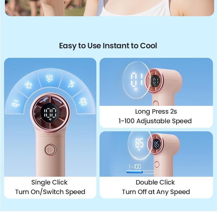 GAIATOP Mini Handheld Fan, High-Speed Turbo, Portable Pocket Fan with 5 Gear Wind, LED Display, USB Battery-Operated, Ideal for Outdoor Travel Cooling, Gym, Camping, Gifts for Women & Men   Valentine's Day gift