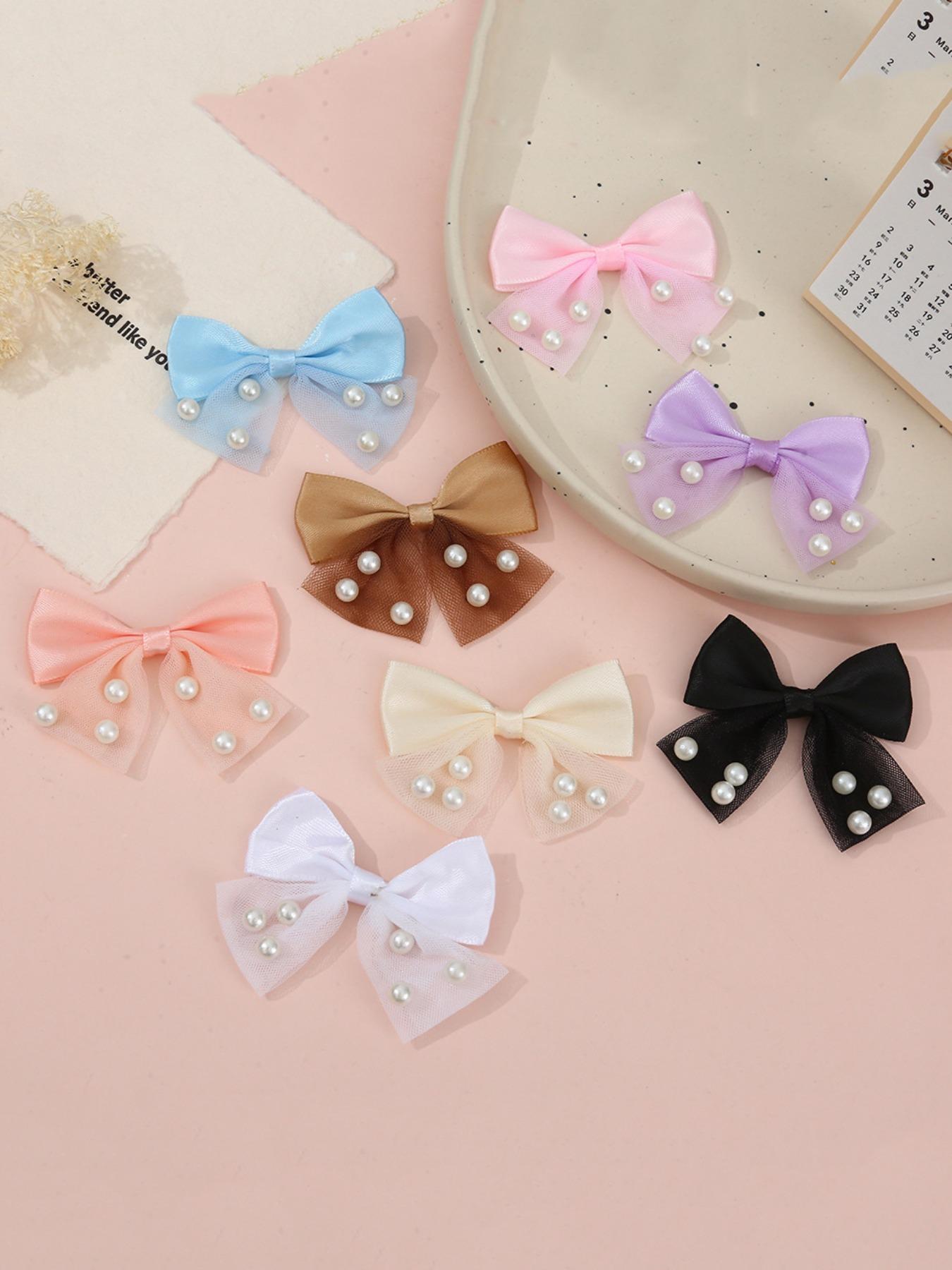 10pcs Cute Pearl Bow Hair Clips Set, Hair Pin Set, Elegant Mesh Butterfly Knot Hair Accessories, Perfect Girls & Women, Fall Winter Fashion