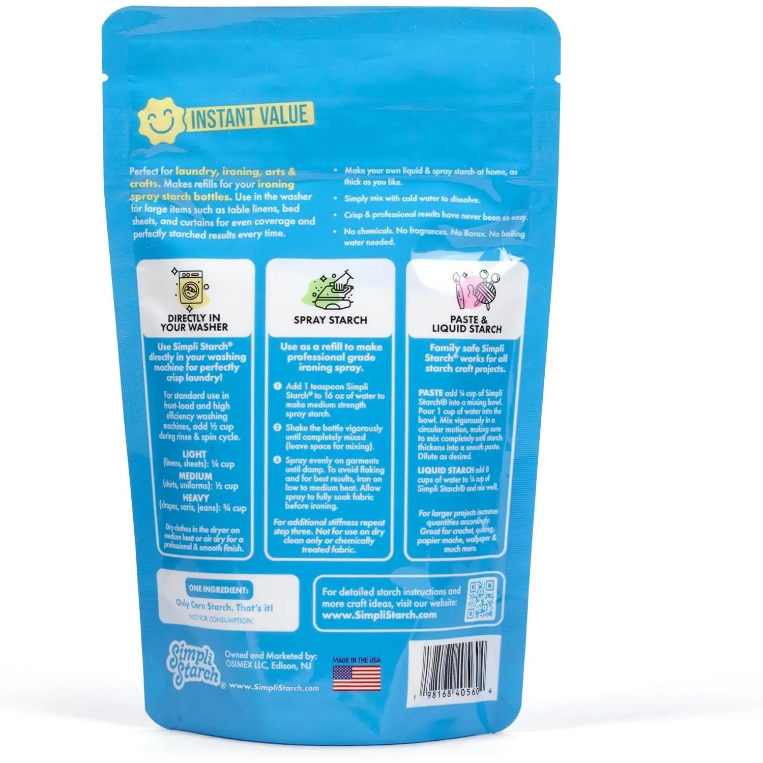Dissolvable powder mix fits liquid starch, 1 pack makes 128 oz, perfect fits stiffening fabric item, removing wrinkles item, laundry ironing