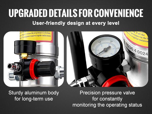 VEVOR Grease Pump, 50: 1 Pressure Ratio Air Operated Grease Pump with 13 ft High Pressure Hose and Grease Gun, Pneumatic Grease Pump with Barrel Cap, Portable Lubrication Grease Pump 360 Gun Head