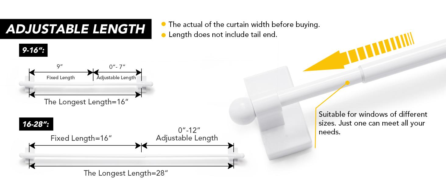 Deconovo Adjustable Magnetic Curtain Rod（No Drilling）- Lightweight Aluminum Construction Rod, Suitable For Installation on Doors, Window Casings, File Cabinets, And Appliances Such as Refrigerators, Dishwashers, Washers, And Dryers