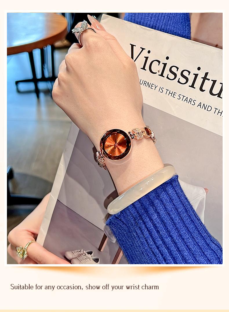 Clvmu Kiai Ladies Elegant Butterfly Watch Bracelet Set with Heart Shaped Gift Box Exquisite Necklace Ring Earrings Fashionable Jewelry for Women Perfect Festival Gift Baby G Rhinestone Wristwatch