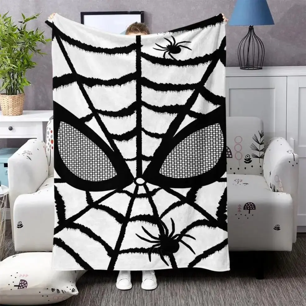 Spider Web Pattern Soft Warm Throw Blanket, Baby Blanket & Adult Blanket, Bedding for Bedroom Air‑Conditioned Rooms, Versatile Nap Blanket for Home Office Travel, Perfect Halloween Holiday Birthday Gift, Throw Blankets birthday gift Comfort Blanket
